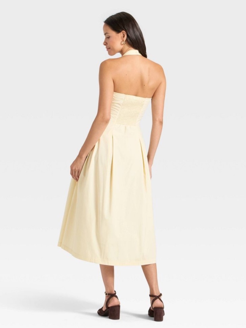 a new day Cream Halter Midi Dress with Pleated Skirt - Picture 2 of 12